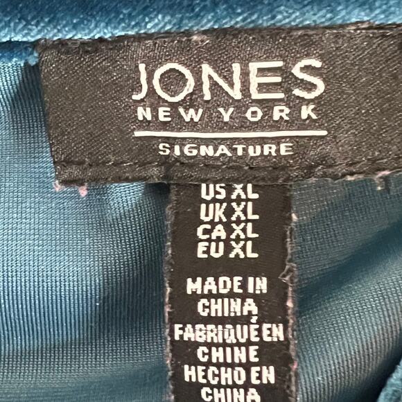 Jones New York Signature Velvet Tunic Womens XL Teal Cowl Neck Long Sleeve - Picture 4 of 5